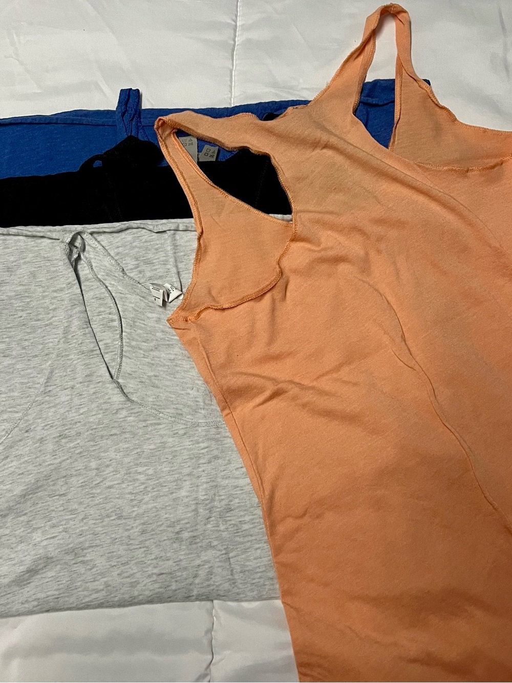 Racerback Tank Tops - Peach, Gray, Black and Blue
